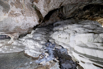 The scenic views of Kaklık cave which is full of dripstones, stalactites and stalagmites. There...