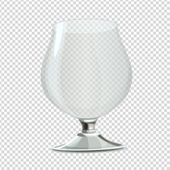 Cognac glass empty on the background imitating transparency. Image produced without the use of any form of AI software at any stage