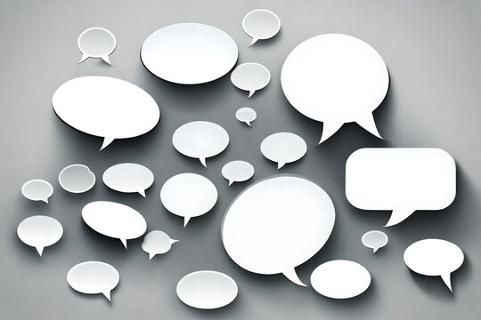 Blank empty white speech bubbles Set of speech bubbles. Speak bubble text, cartoon chatting box, message box. Blank empty white speech bubbles.