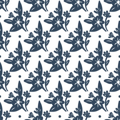 Black and white seamless pattern with flowers.  Vector illustration