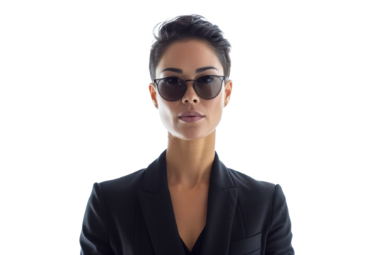 Portrait of beautiful confident woman looking at camera. Female entrepreneur posing on white background - Powered by Adobe