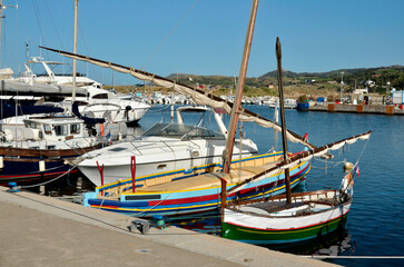 Marina of Argelès-sur-Mer in France, commune on the côte vermeille in the Pyrénées-Orientales department, Languedoc-Roussillon region, in southern France.