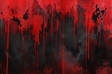 Spooky black and red horror background with brush strokes