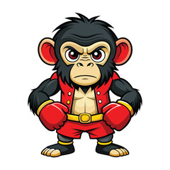 Obraz premium Chimpanzee Boxing Vector Illustration on white