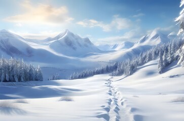 Fototapeta na wymiar snow covered mountains. Generative ai