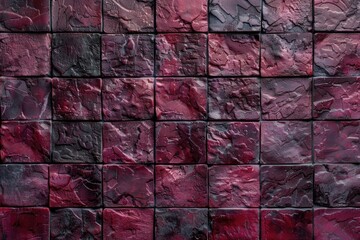 Abstract geometric maroon brick wall texture pattern.
