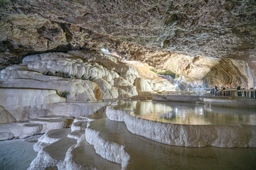 The scenic views of Kaklık cave which is full of dripstones, stalactites and stalagmites. There...