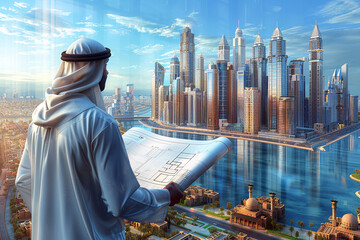 architecture construction skyscraper , neom saudi arabia, engineer at work, construction workers at construction site, UAE, Dubai