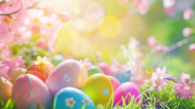 easter eggs in grass