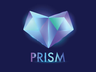 Prism blue glow icon shape abstract style concept