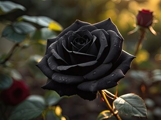 Black rose in the sunset