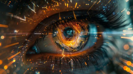 Eyes biometric verification authentication technology eye scanner concept