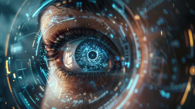 Eyes biometric verification authentication technology eye scanner concept