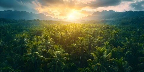Sustainable Palm Product Production: Navigating from Cultivation to Refining. Concept Sustainable Palm Cultivation, Responsible Harvesting, Ethical Processing, Eco-Friendly Refining