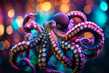 Colorful Mystique of octopuses, Aurora Spectacle in the ocean depths
