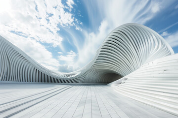 White abstract background with waves. Creative Architectural Concept