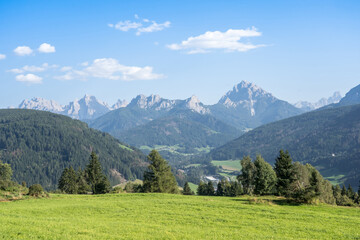 Panoramic view of idyllic Dolomites mountain, South Tyrol, Italy