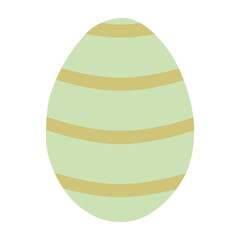 Colorful Painted Easter Egg isolated on White background. Decorated stripes Flat vector icon. Traditional Religious Holiday Symbol for Design Art, Graphic, Ornament. Cute Spring Season Element.