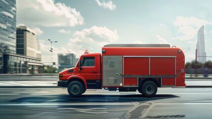 ire truck side view, showcasing the essential role of emergency response vehicles in city protection.