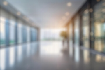 blurred for background. office building interior, empty hall in the modern office building	