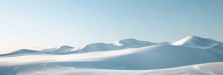 Zelfklevend Fotobehang Panorama of desert landscape and white sand dune, Nature background with sandy hills. © torjrtrx