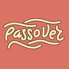 Happy Passover text banner. Handwriting Passover inscription square composition. Hand drawn vector art.