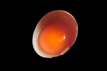 Egg Cut Open Isolated on black Background