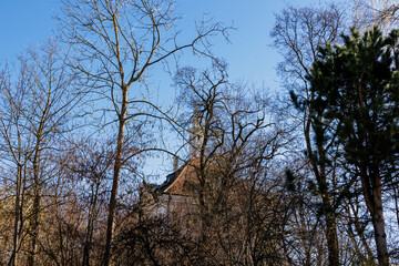 Affing Castle in the Bavarian municipality of Affing on a sunny spring day with a blue sky