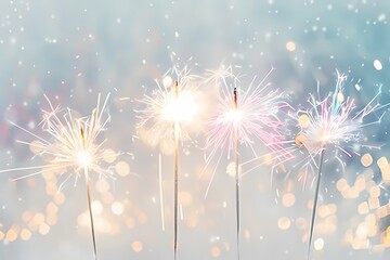 A dazzling moment frozen in time, with radiant fireworks exploding in celebration of a birthday, against a pristine white background, filling the scene with joy and delight.