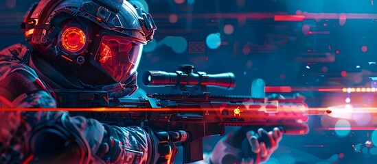 Neon-lit Soldier in Futuristic Battle Game