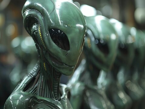 Artificial intelligence analyzing patterns of alien communication, cross-species science, virtual reality interface.