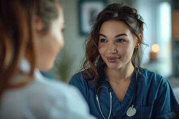 Female Nurse and Doctor Engaged in a Medical Discussion