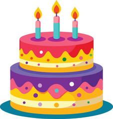 birthday cake with candles, cake logo, happy birthday celebration