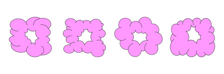 Collection of abstract speech bubble shapes. Cartoon graffiti, trendy retro y2k style. Funky balloon, organic elements, bubbly shapes