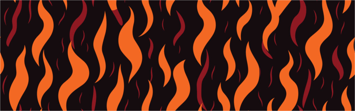 Fire abstract background. Funky summer abstract modern aesthetic  print. Flames. 8 EPS. Background of flame, pattern, seamless. Flat vector wall of fire flame illustration.
