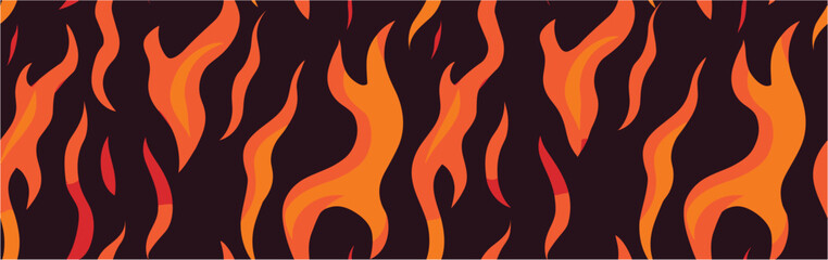 Vector illustration. Burning fire flame illustration silhouette background. Vector image of a burning fire. Flat style, vector illustration. Fire illustration sign. Seamless.