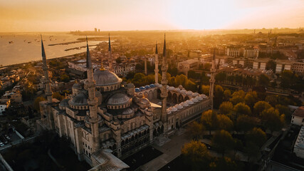 Blue Mosque - Sultan Ahmet Camii at sunset in Istanbul