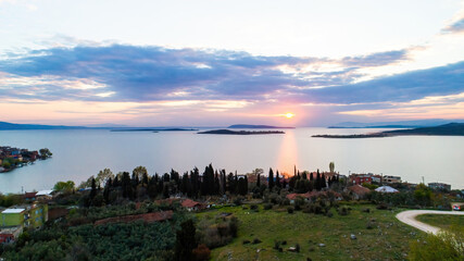 Golyazi Village in Uluabat Lake at Sunset, Bursa, Turkey