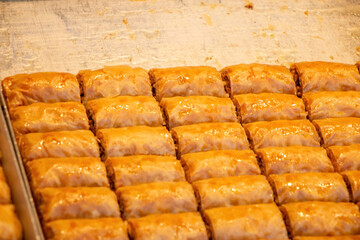Traditional, delicious Turkish Square baklava. Turkish dessert