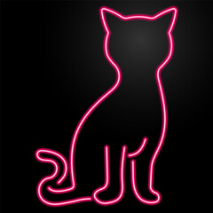 cat neon sign, modern glowing banner design, colorful modern design trend on black background. Vector illustration. © Oleh