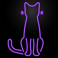 cat neon sign, modern glowing banner design, colorful modern design trend on black background. Vector illustration.