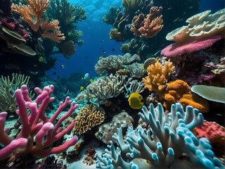 Underwater Life: Corals, Plants, and Colorful Fish in the Magic of the Ocean