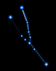 Vector isolated illustration of Taurus constellation with neon effect.