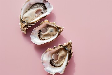 Naklejka premium oysters pattern on a pastel mauve background, flat lay