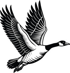 illustration of a goose, flying goose, duck logo design, duck hunting logo