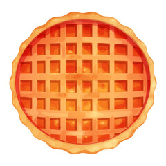 Homemde pie, tart or cake top view whole round bakery, dessert isolated on white background.