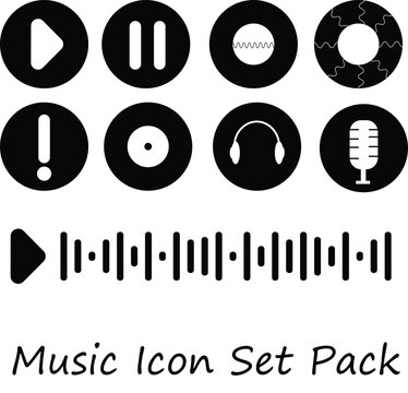 Music Icon Set Bundle Pack. Multiple Sound Symbol Package.