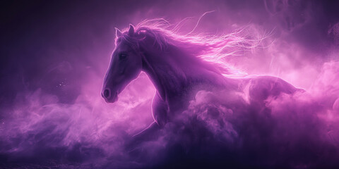 Pferd mit lila Farbe - obrazy, fototapety, plakaty