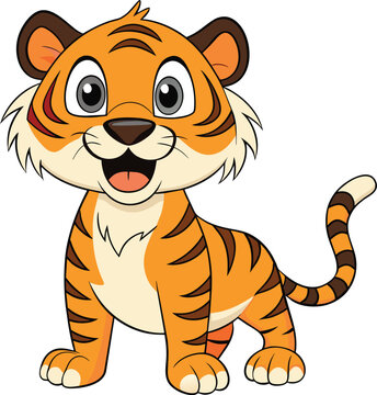 tiger cartoon character. tiger vector illustration, tiger cartoon for kids