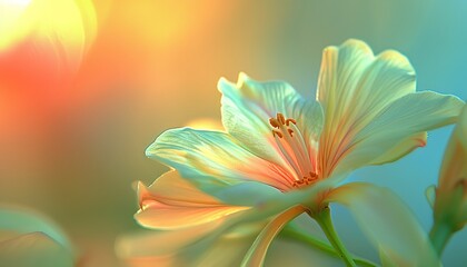 Fototapeta premium Whimsical shapes in pale lemon yellow and peach dancing in the light breeze of a tranquil spring day